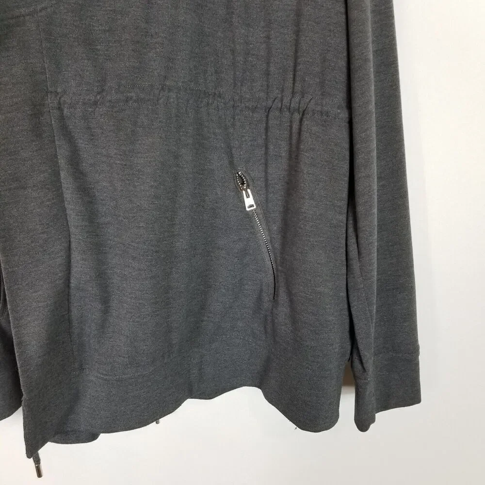 All Saints Womens‎ Gina Drape Jacket Sz 8 Grey Marl Soft Jersey Designer Open